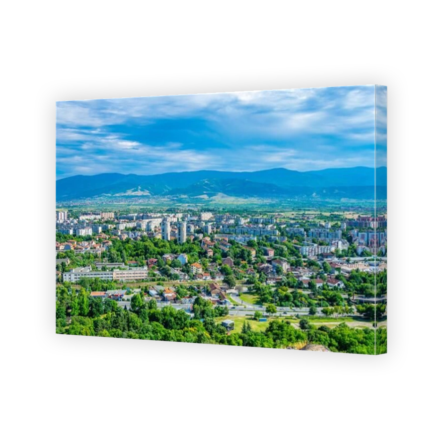 Rodopi mountains viewed behind Bulgarian city Plovdiv