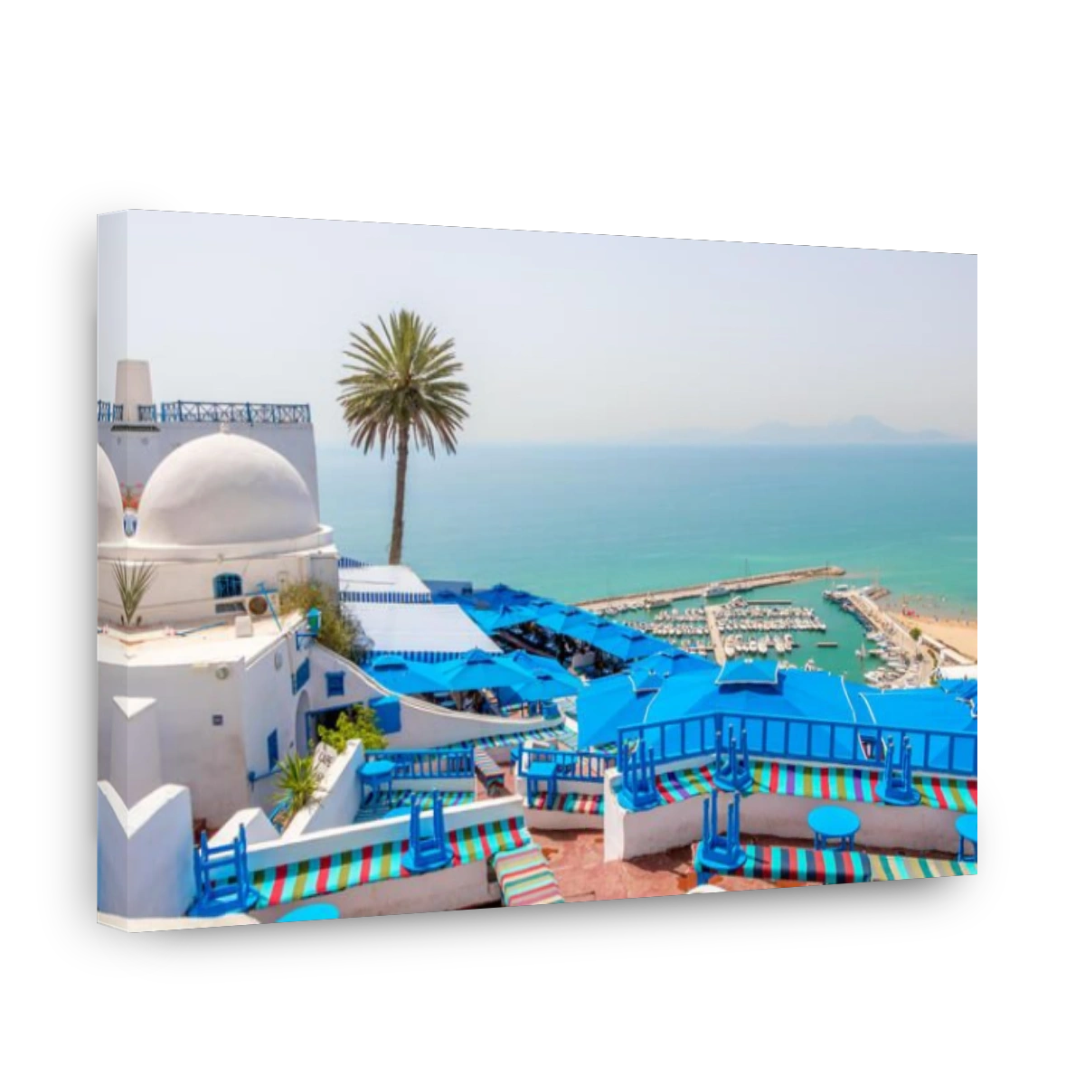 The great view from the patio of the traditional restaurant with the view on Mediterranean sea