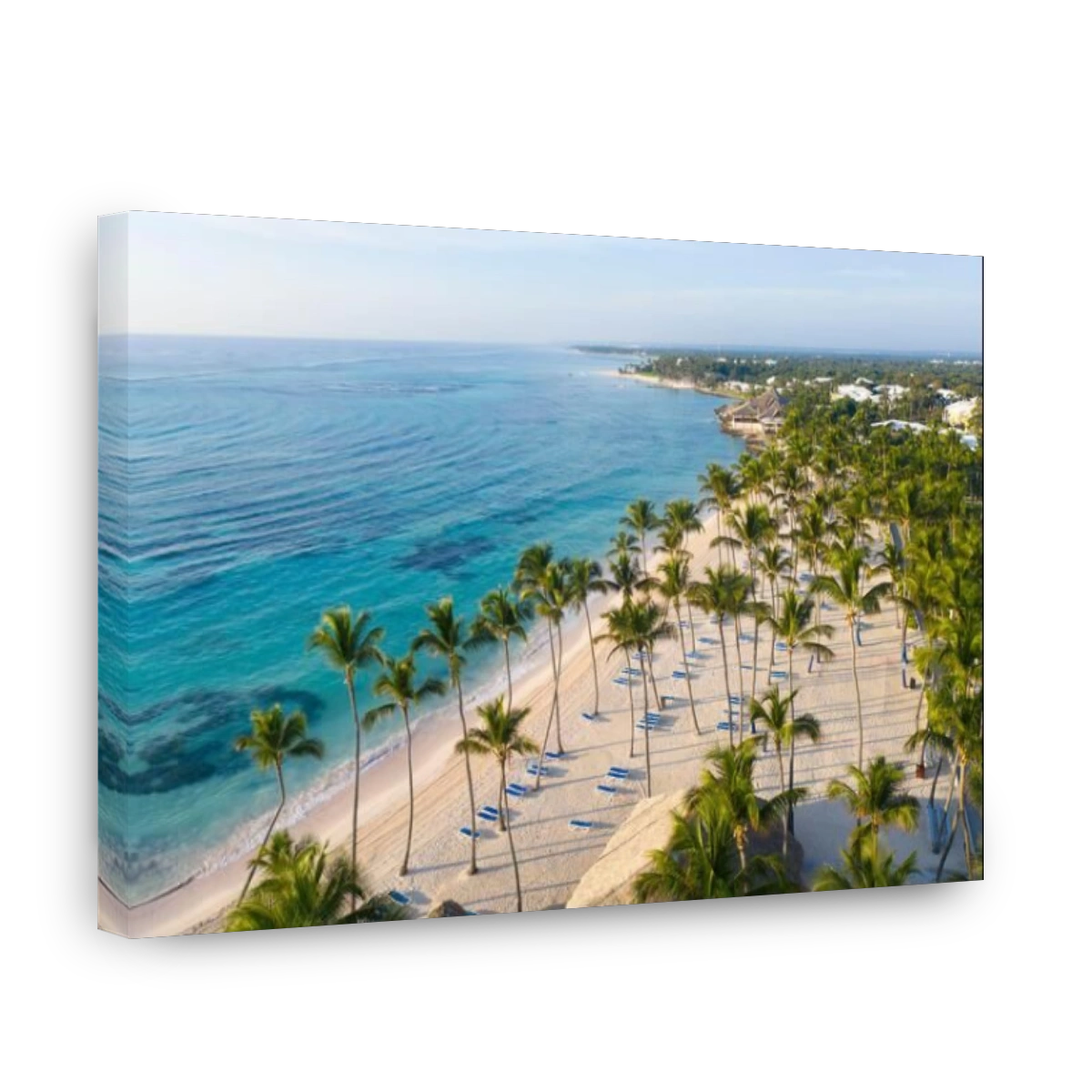 Aerial view of beautiful white sandy beach in Punta Cana, Dominican Republic
