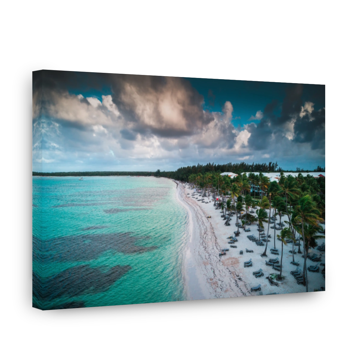 Aerial view of tropical island beach, Dominican Republic