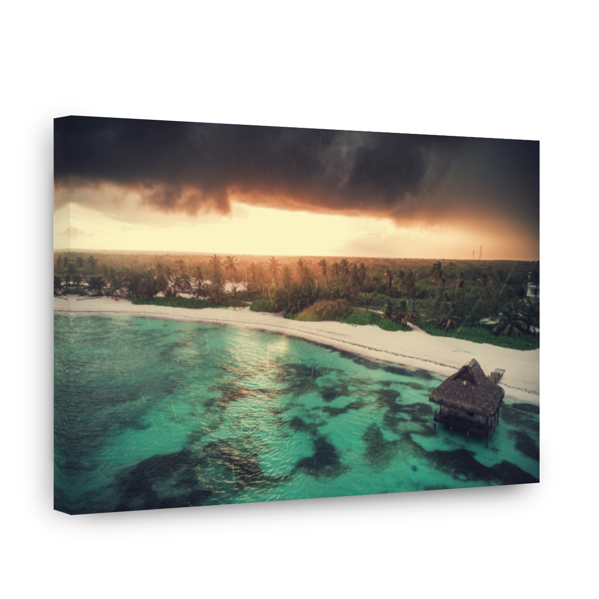 Aerial view of tropical island beach, Punta Cana. Top view