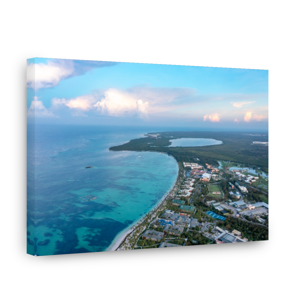 High Angle View Of City By Sea Against Sky