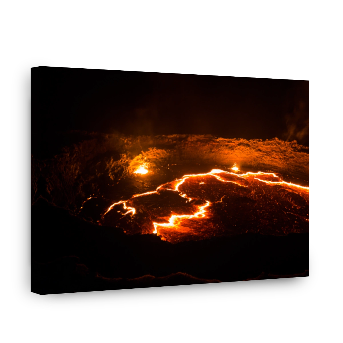 Panorama Erta Ale volcano crater, melting lava, Danakil depression, Ethiopia