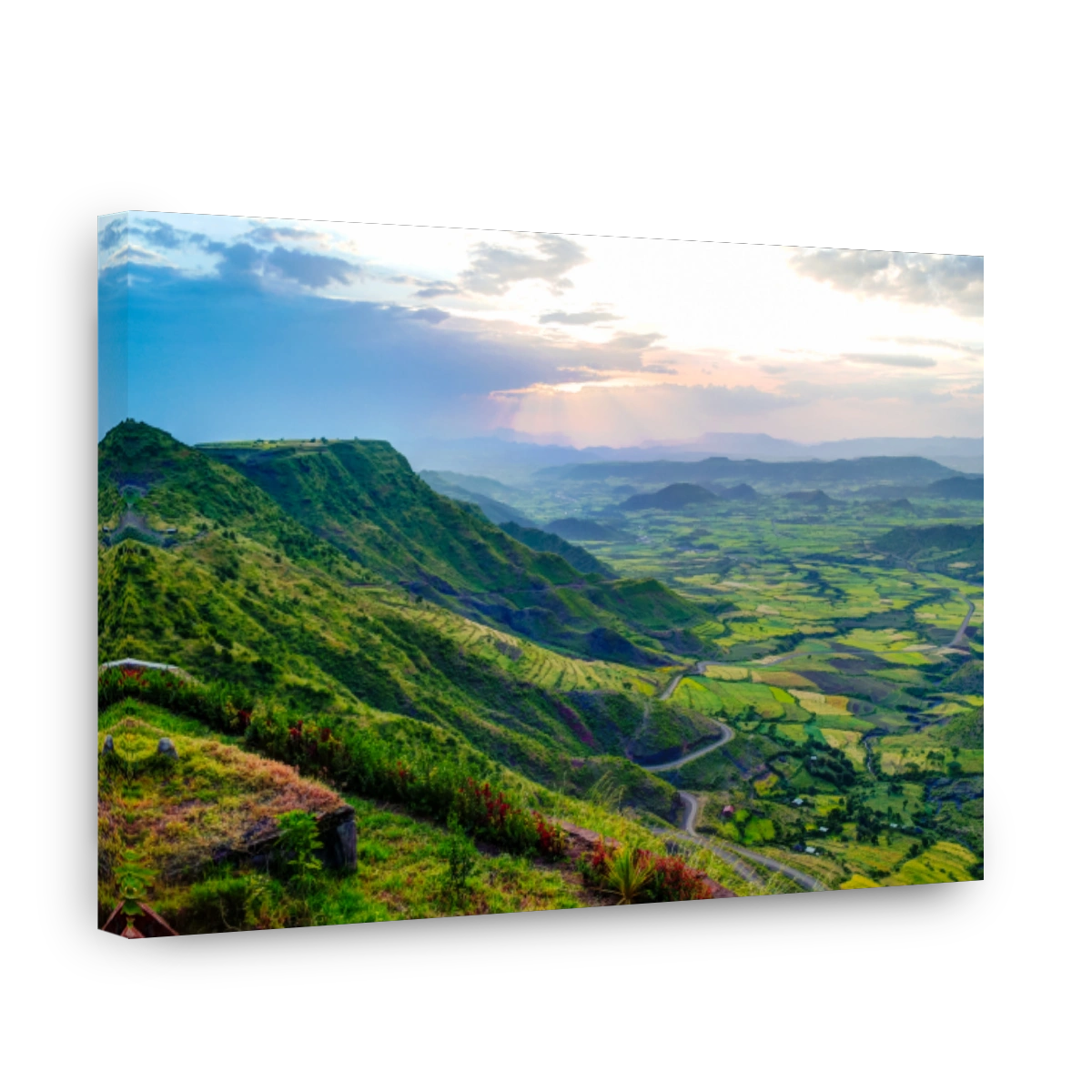 Panorama of Semien mountains and valley around Lalibela Ethiopia