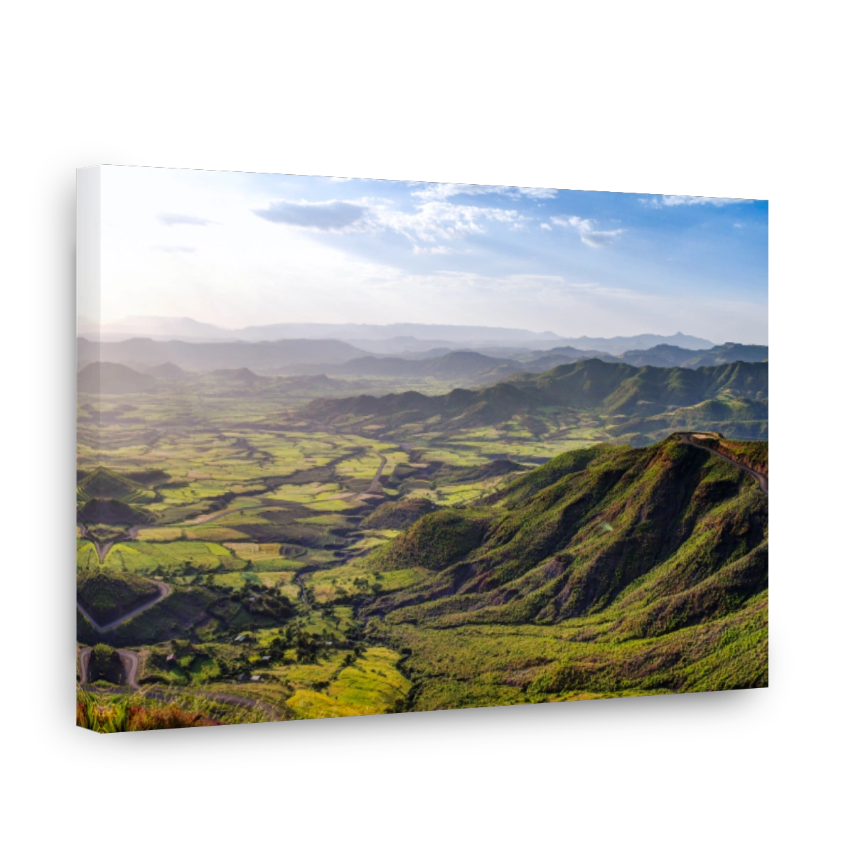 Panorama of Semien mountains and valley around Lalibela Ethiopia