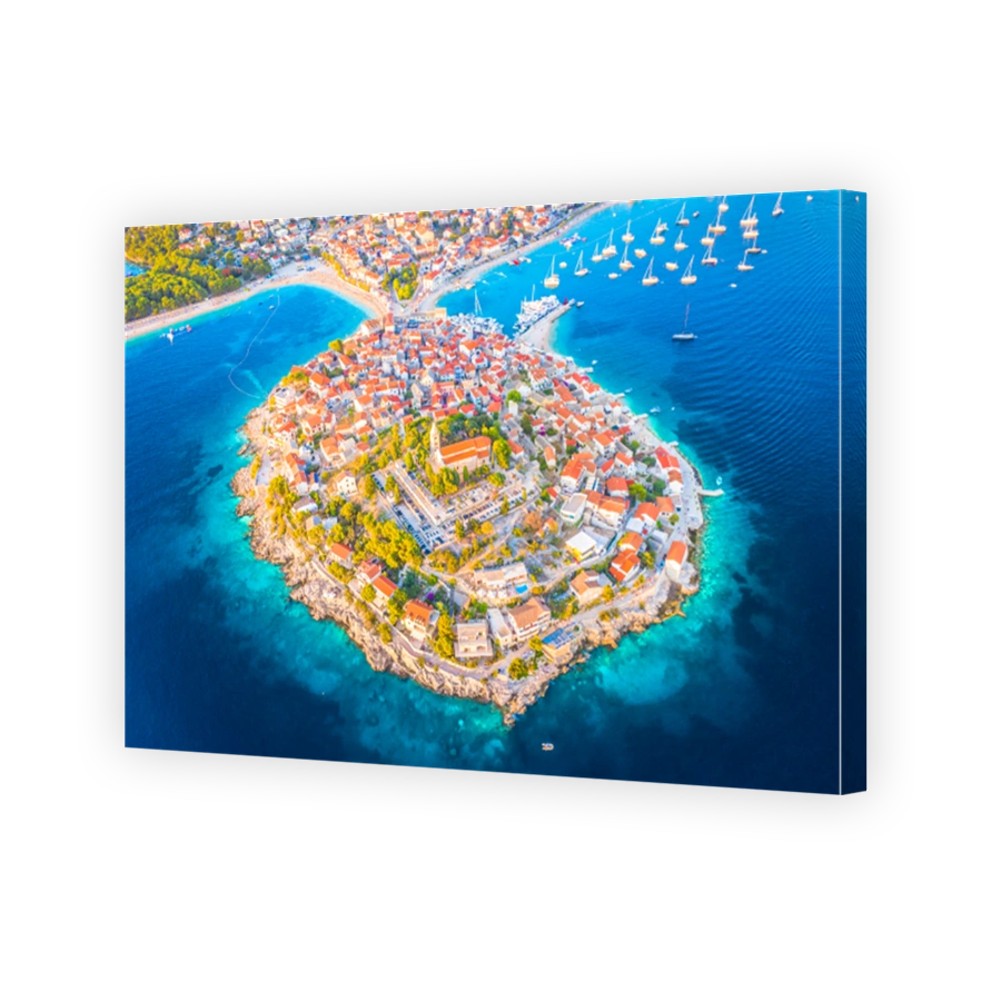Top-Down Aerial View of Primosten, Croatia