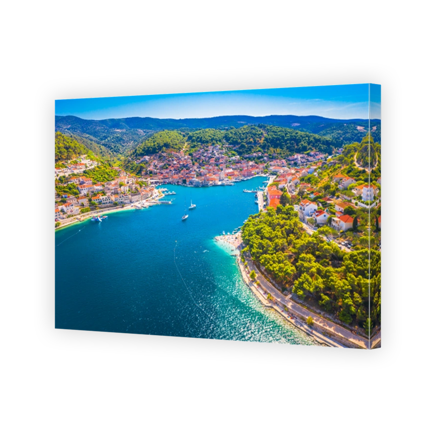 Aerial View of Pucisca on Brac Island, Croatia