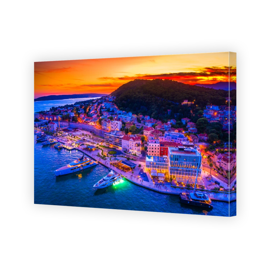 Sunset Over Split Riva Below Marjan Hill, Croatia