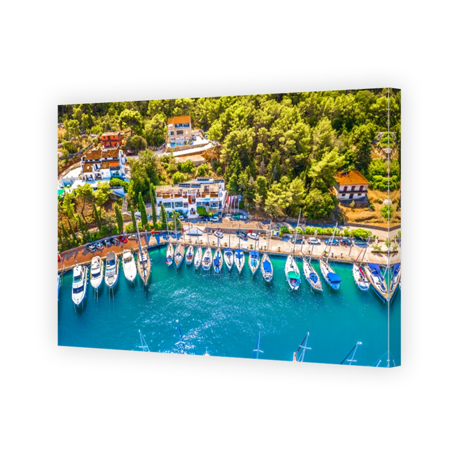 Vrboska town aerial view marina.