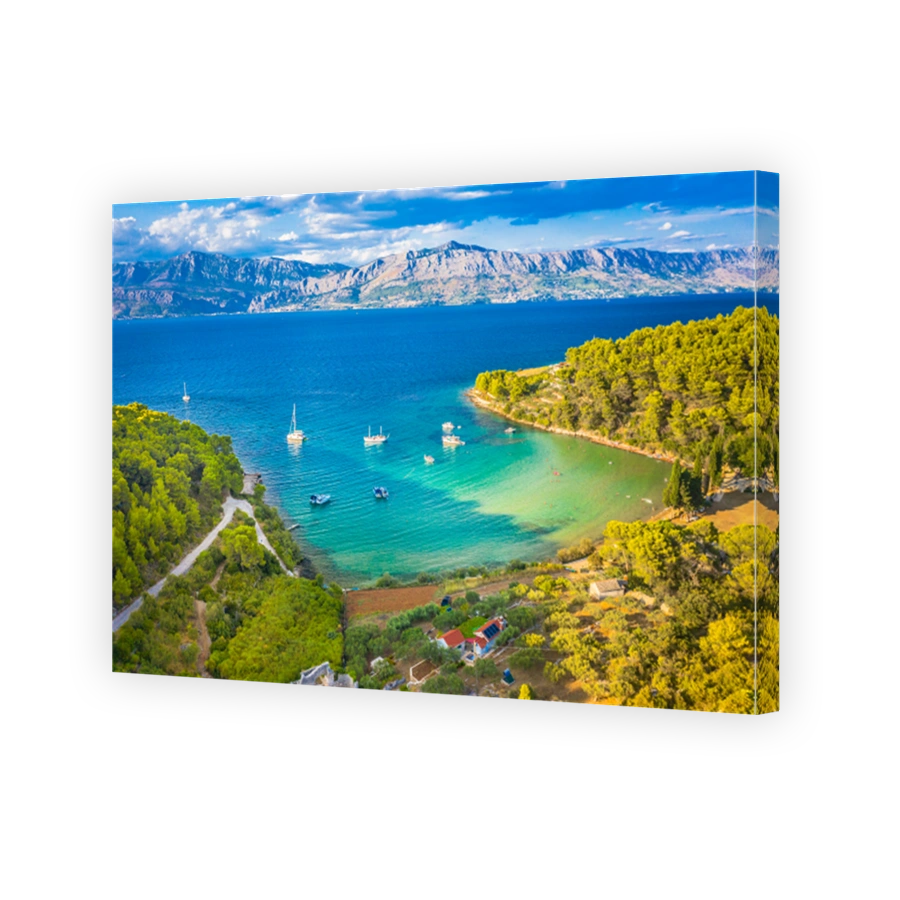 Aerial View of Lovrecina Bay, Famous Beach on Brac Island, Croatia