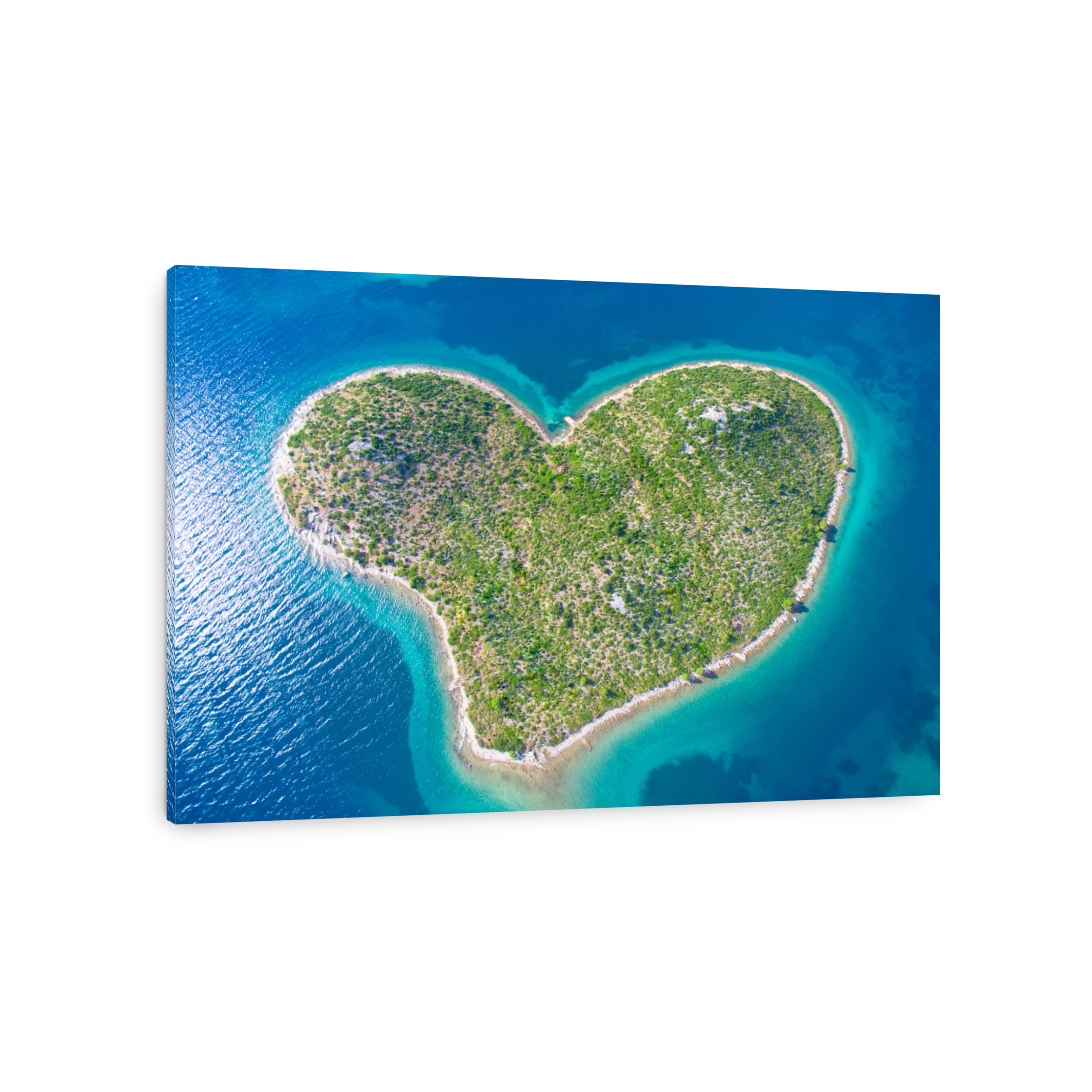 Aerial view of the heart shaped Galesnjak island on the