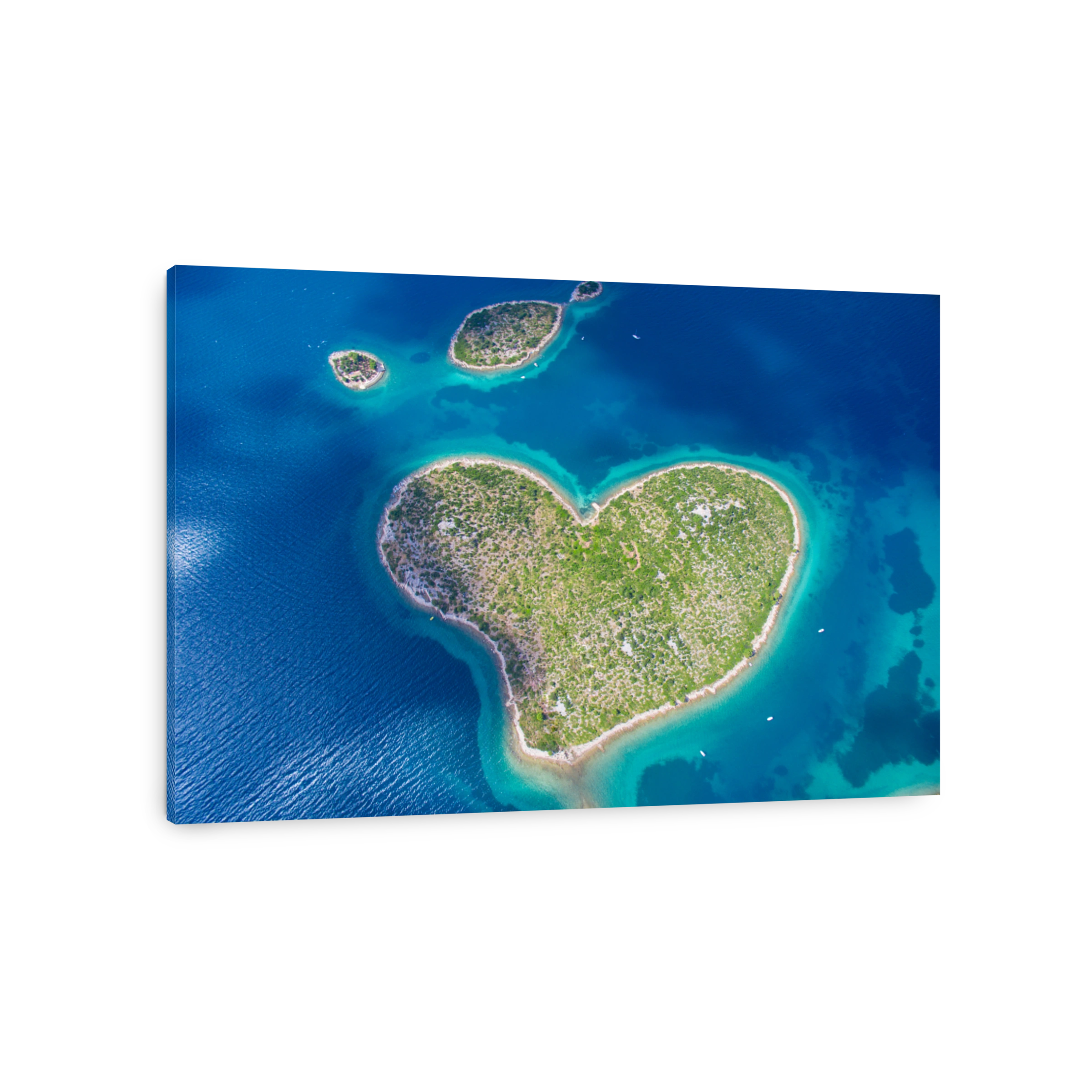 Aerial view of the heart shaped Galesnjak island on the