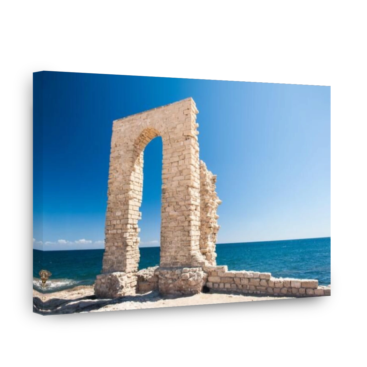 Ruins of ancient Fatimid fortifications from the 10th century by the sea in Mahdia, Tunisia
