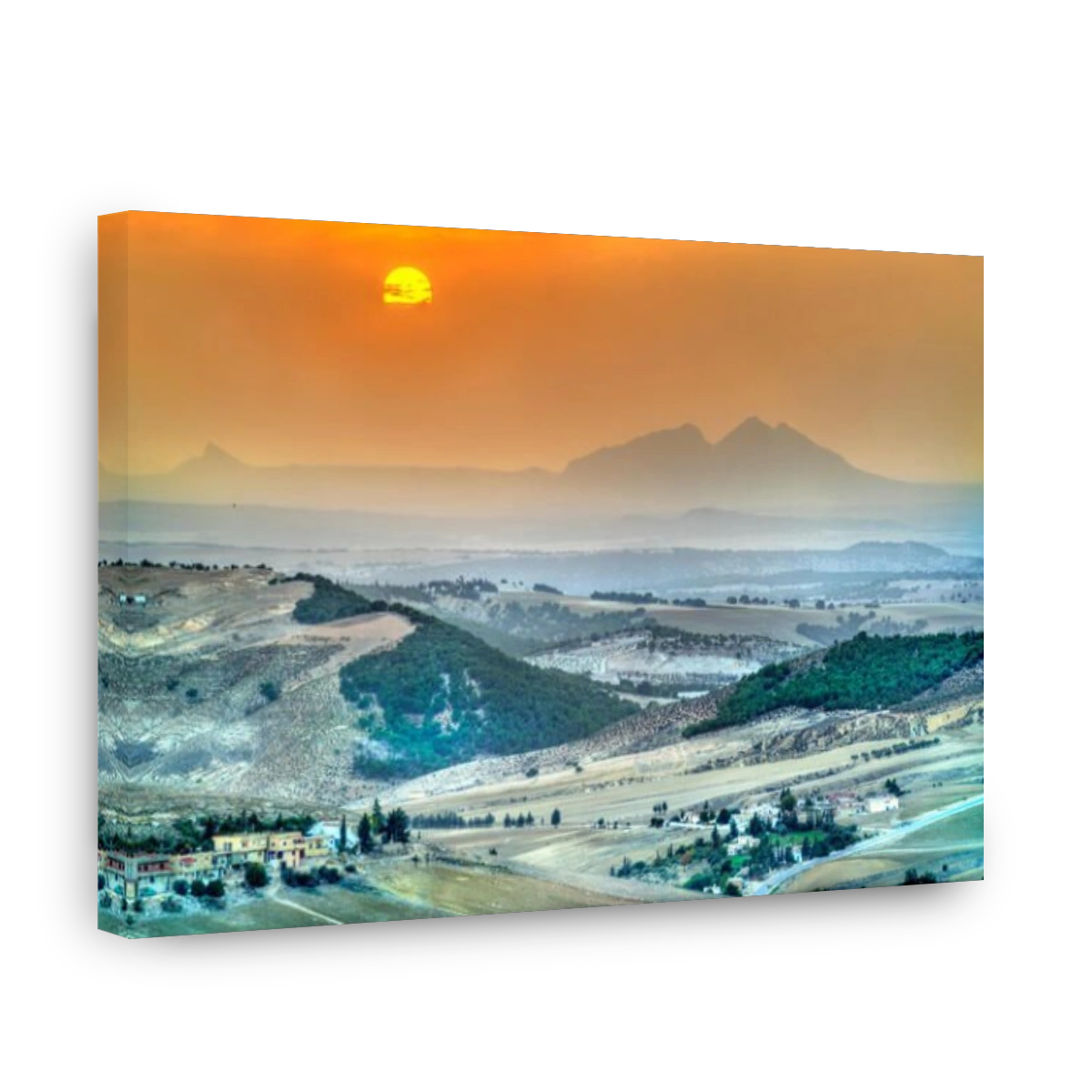 Sunset above hills in North-West Tunisia near Le Kef