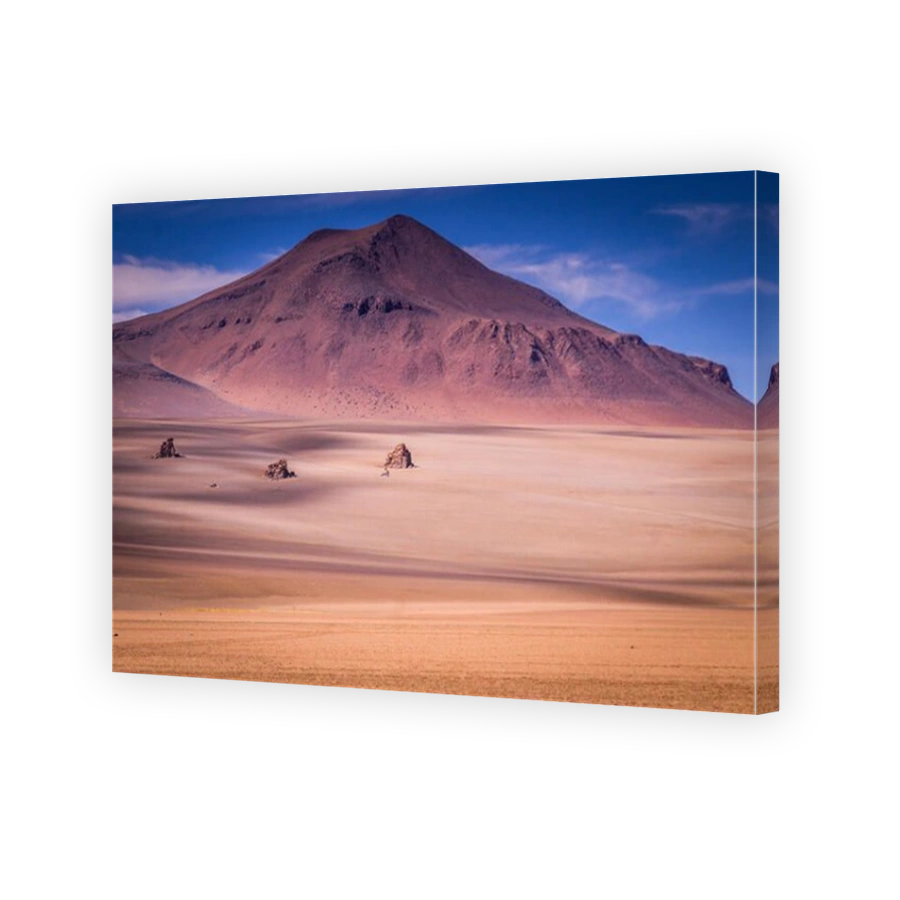 Volcanic Landscape in the Altiplano in Southern Bolivia near the border to Chile: Within a few hundred kilometres, salt lakes, snow-capped volcanoes a