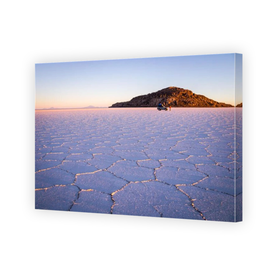Salar Uyuni, BOLIVIA in September 2015: The sun rises over worlds largest salt lake Salar de Uyuni. Southwestern Bolivia is well