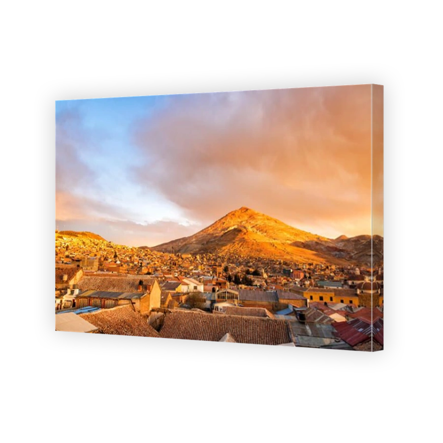 Potosi, Bolivia at sunset with Cerro Rico in the background