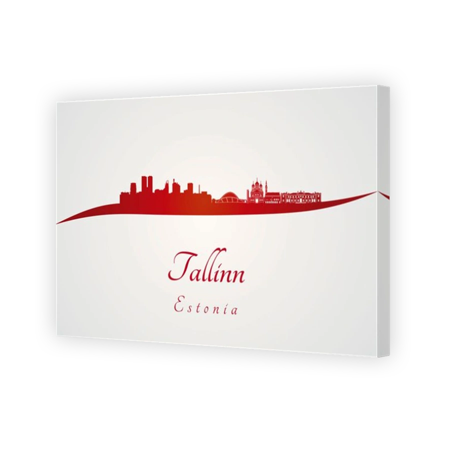 Tallin skyline in red and gray background