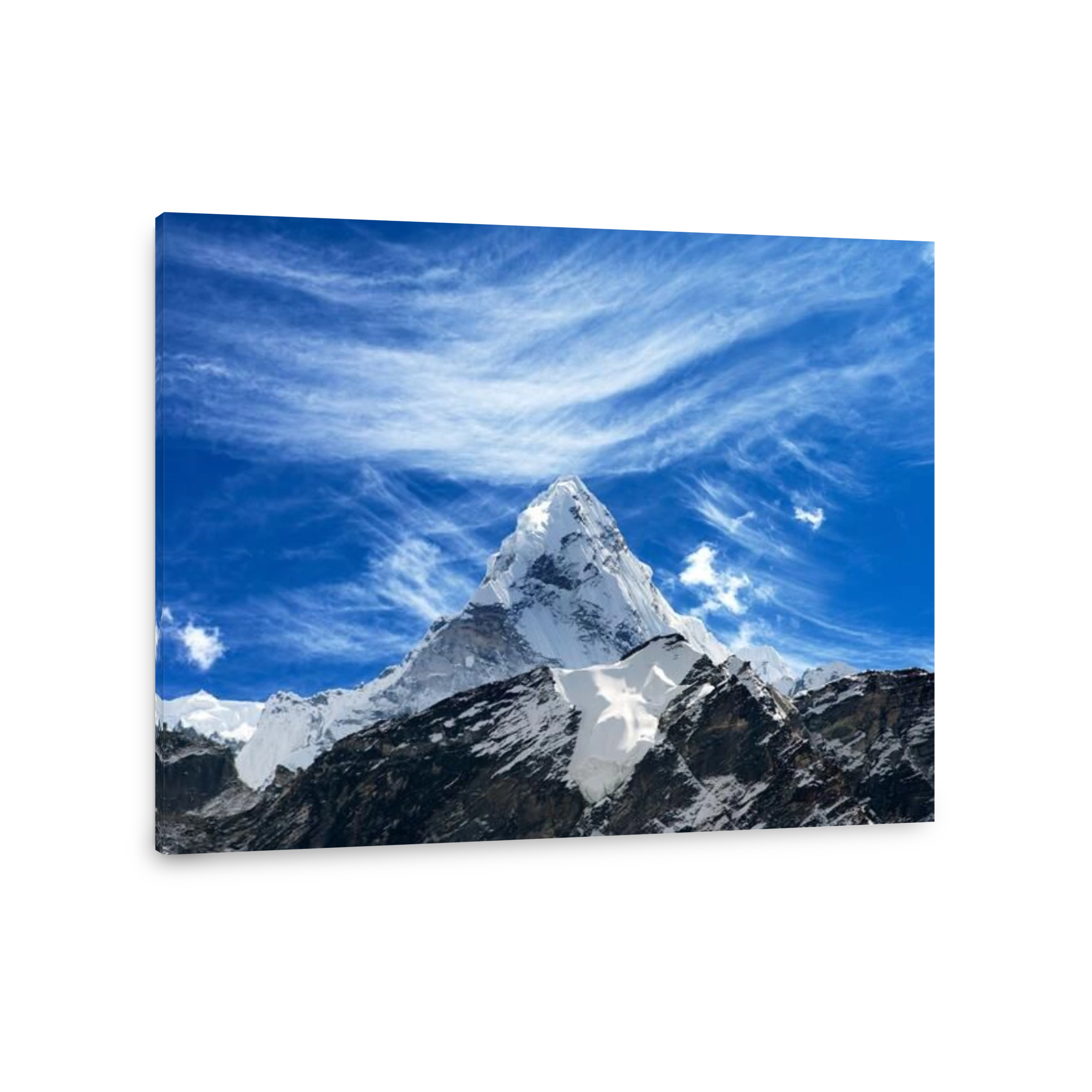 View of Ama Dablam on the way to Everest Base Camp with beautiful cloudy sky, Sagarmatha national park, Khumbu valley, Nepal