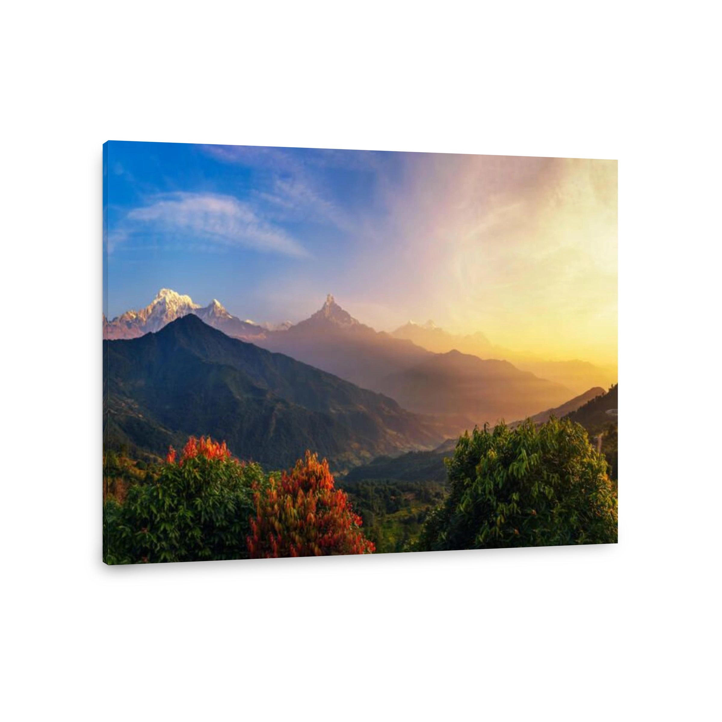 Colorful sunrise over Himalaya mountains in Nepal