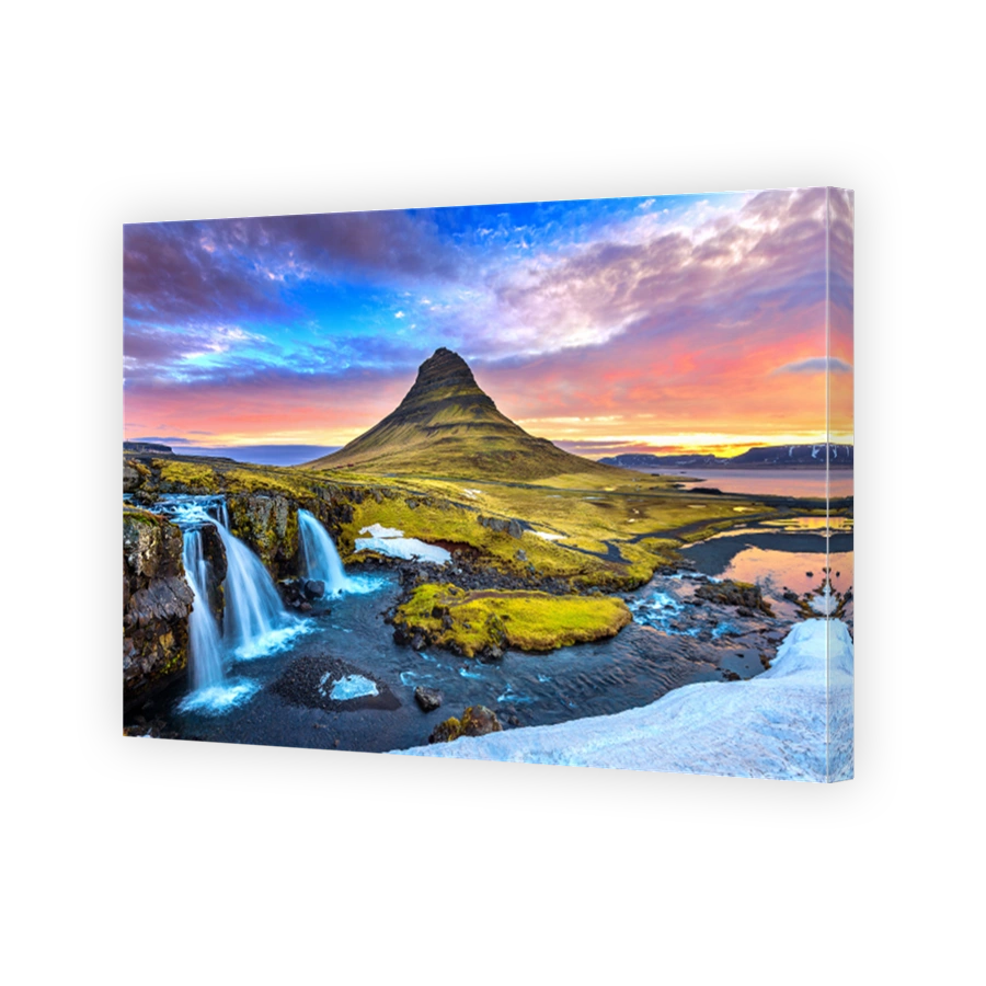 Kirkjufell at sunrise in Iceland. Beautiful landscape.