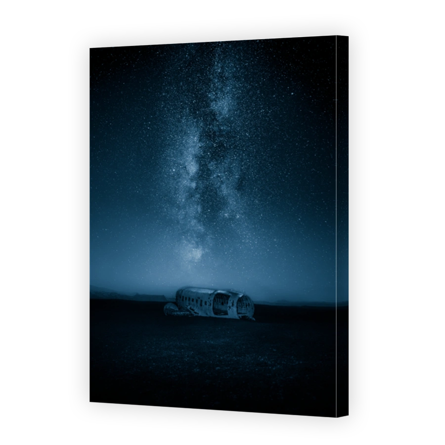 Plane wreck against milky way
