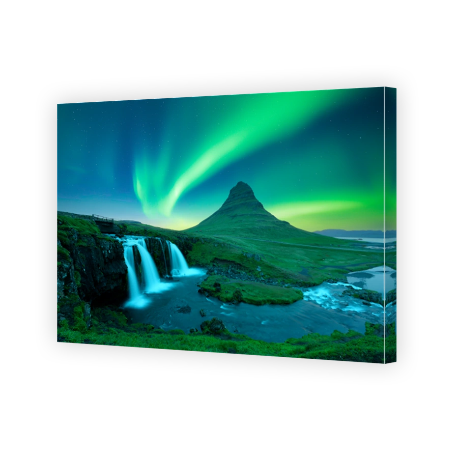 Incredible icelandic landscape with incredible sky with Northern lights