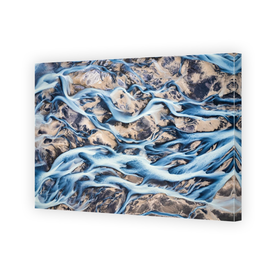 Abstract Icelandic glacier rivers melting pattern in summer at highlands of Iceland