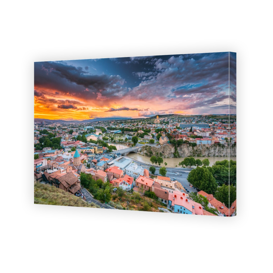 Tbilisi, Georgiai. Colorful Sunset. Summer Cityscape.
