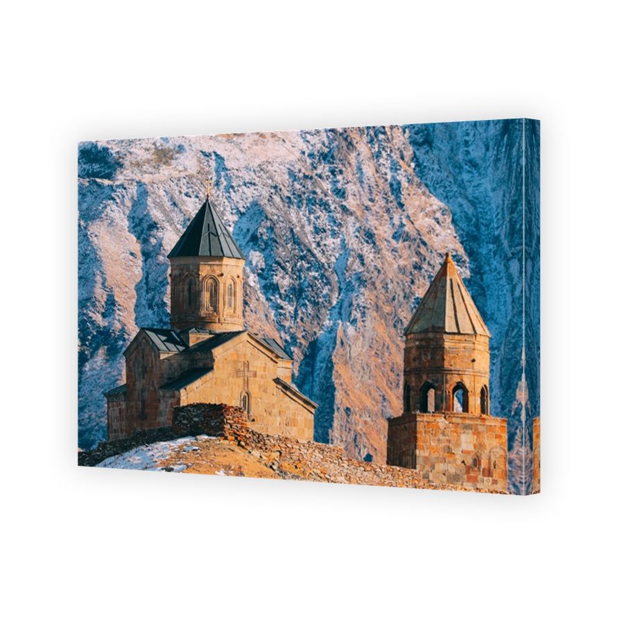 Stepantsminda, Gergeti, Georgia. Famous Gergeti Trinity Tsminda