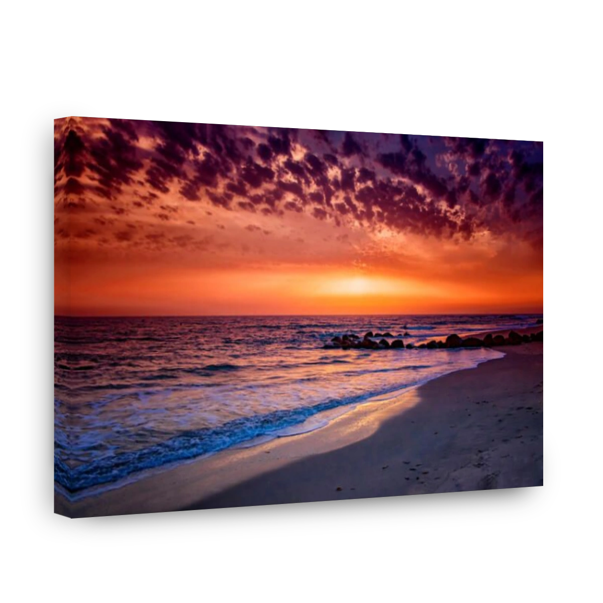 Nature background of amazing beach sunset with endless horizon and incredible foamy waves. It is Atlantic ocean in tropical paradise in Senegal, Afric