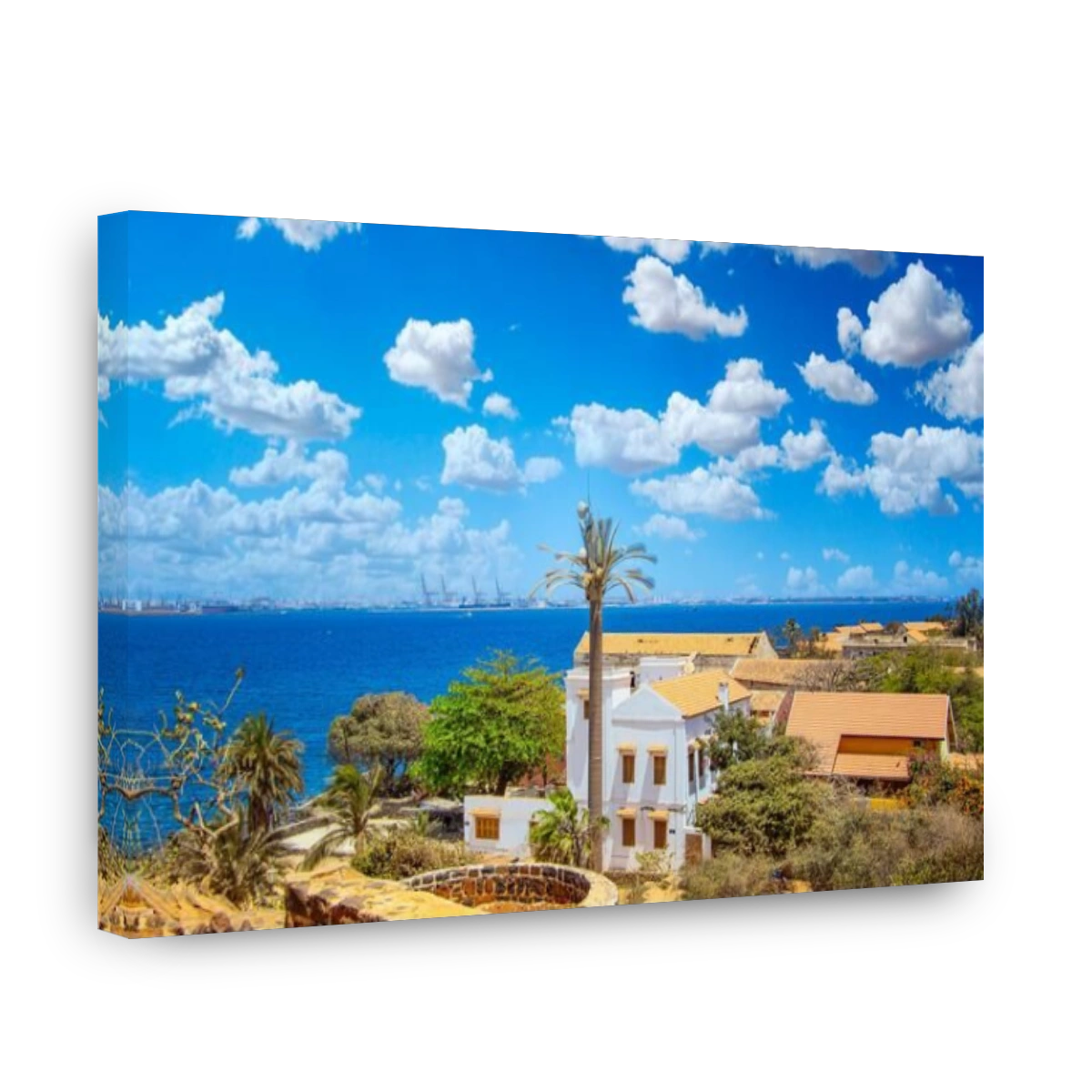 View to historic city at the island in Africa. It is small Goree island near Dakar, Senegal. It was was the largest slave trade center on the African