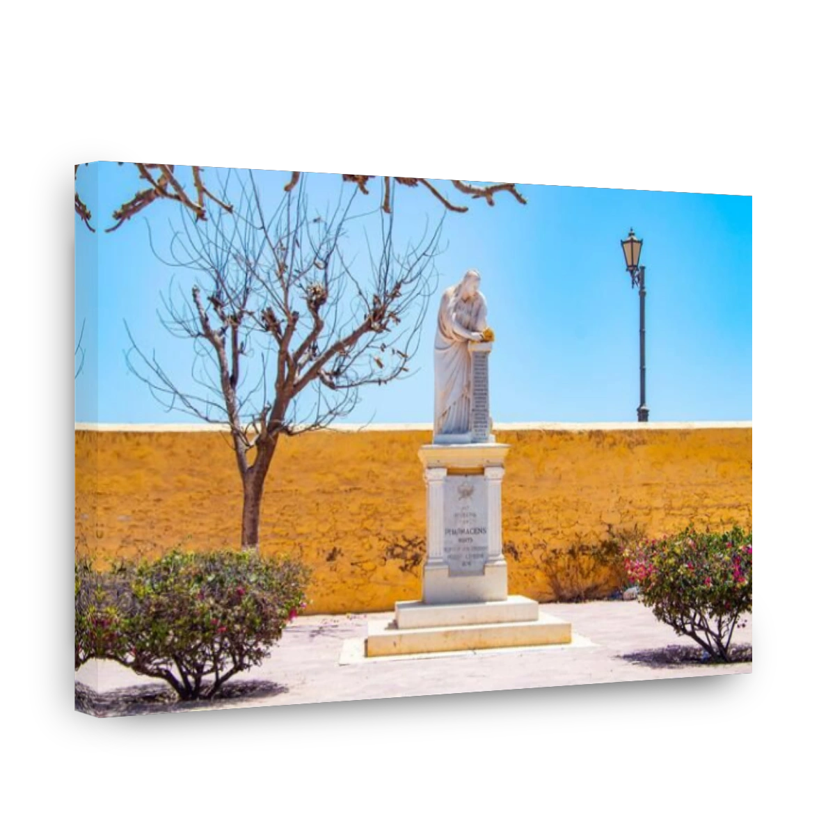 Goree island, Senegal- April 22 2019: View to white monument at the island in Africa. It is small Goree island near Dakar, Senegal.