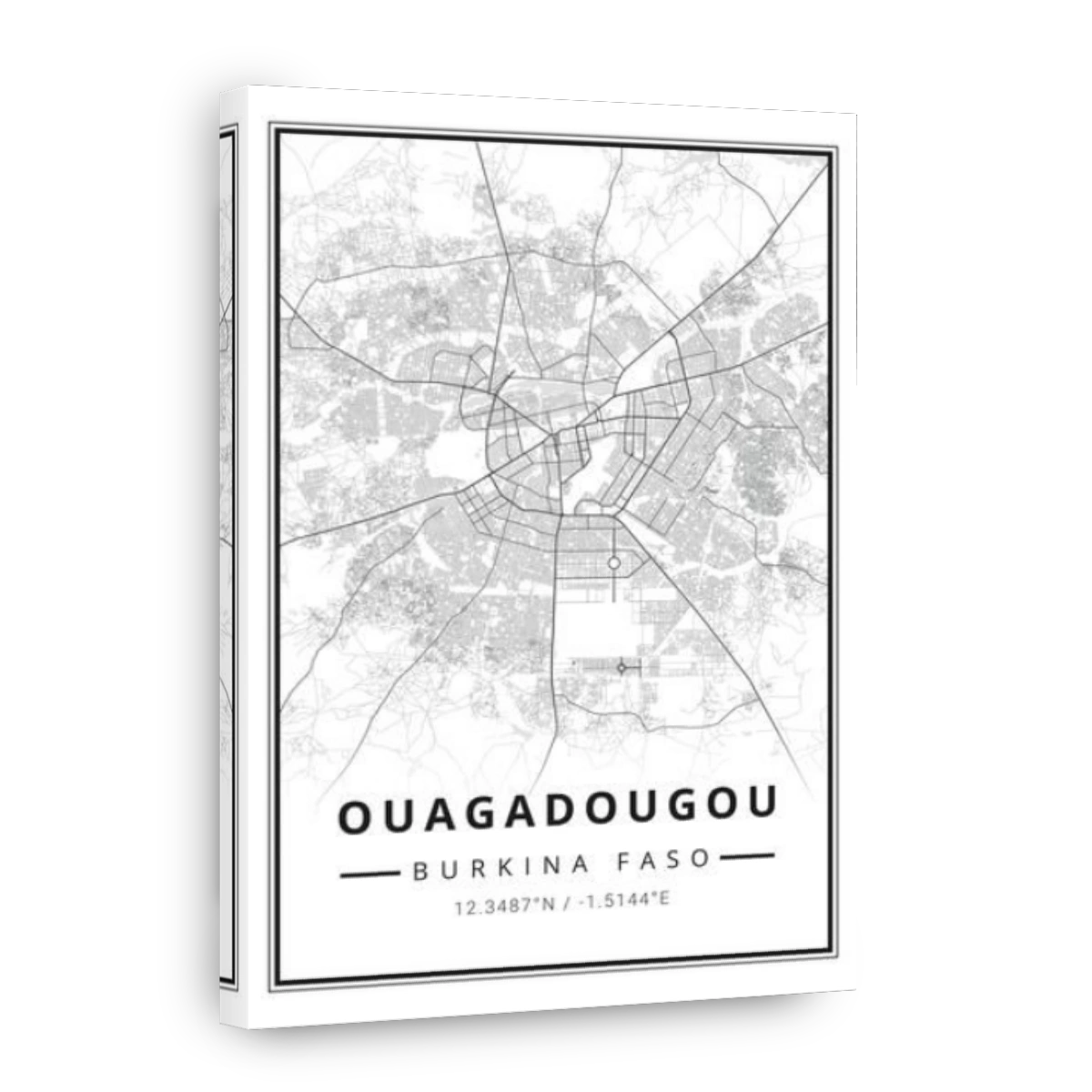 Street map art of Ouagadougou city in Burkina Faso - Africa