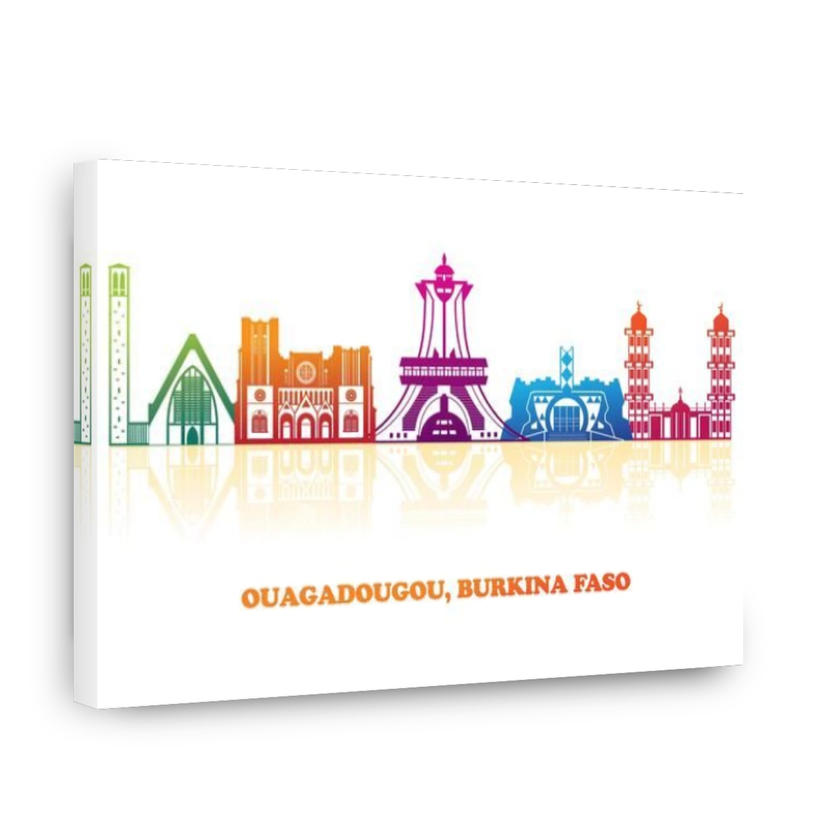 Colourfull Skyline panorama of city of Ouagadougou, Burkina Faso - vector illustration