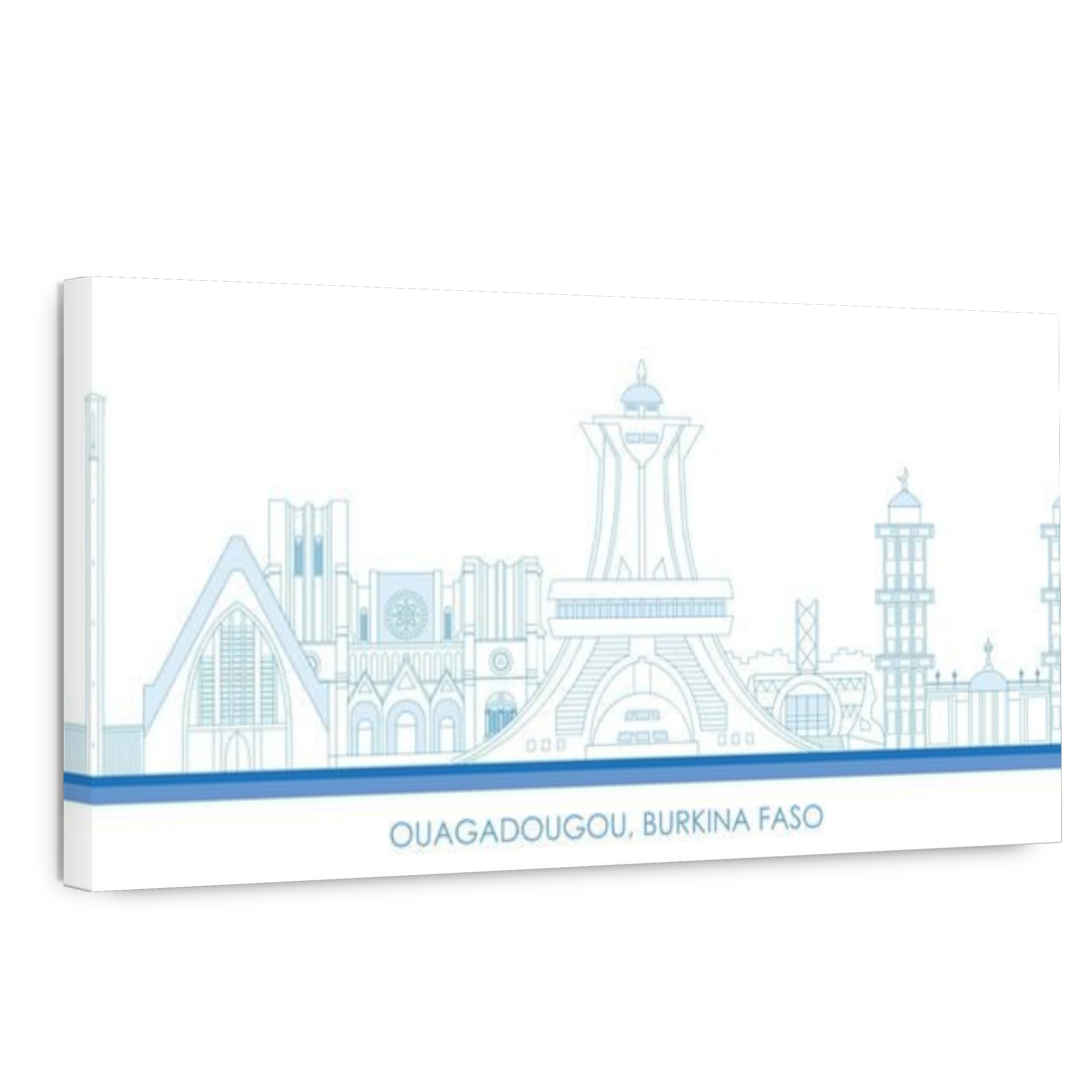 Outline Skyline panorama of city of Ouagadougou, Burkina Faso - vector illustration
