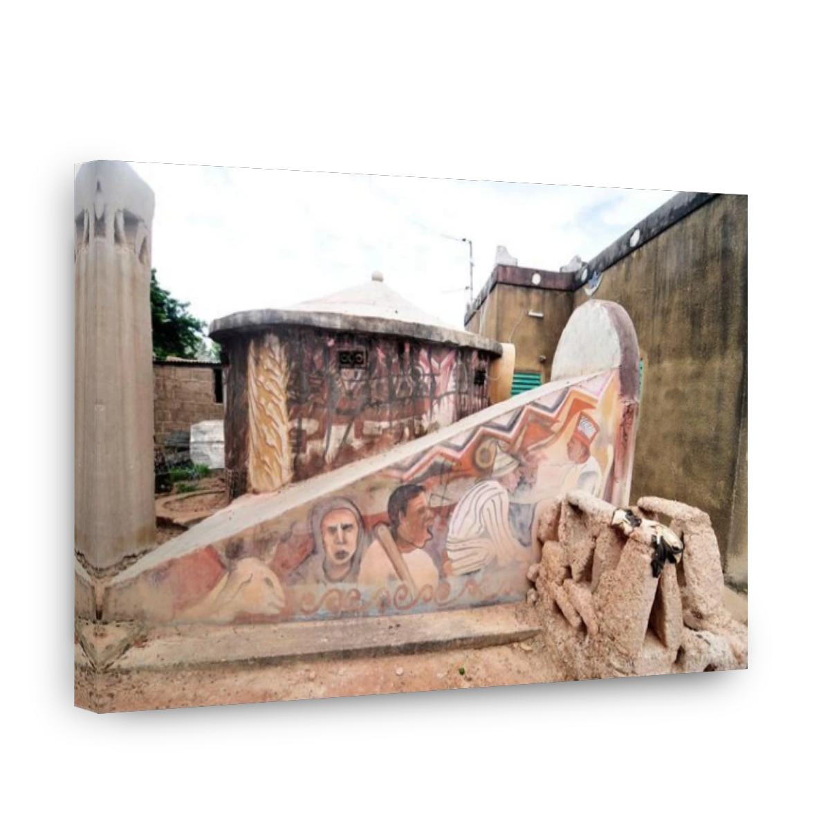 Colorful wall paintings in a Mossi village in central Burkina Faso.