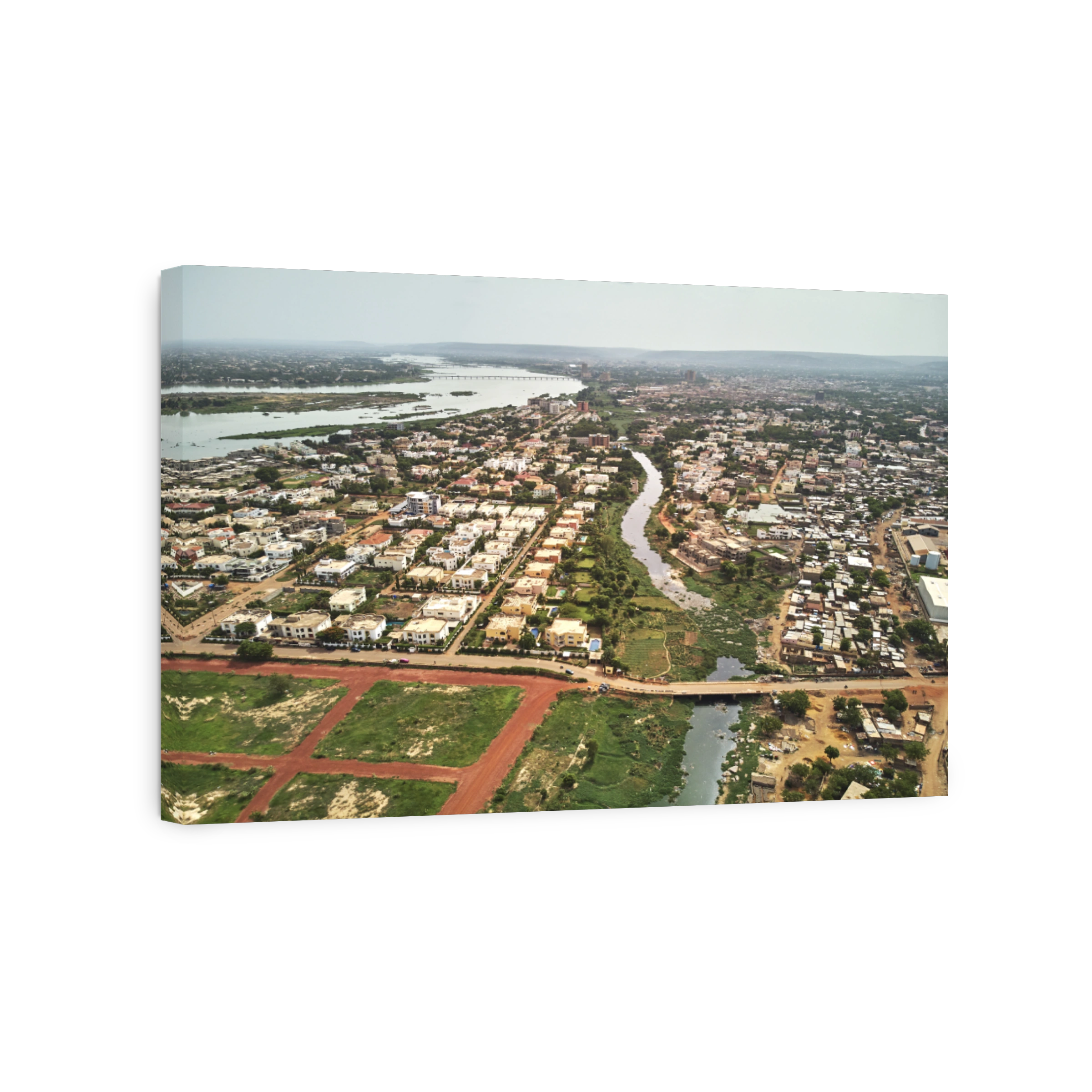 Aerial Drone view of niarela Quizambougou Niger Bamako Mali
