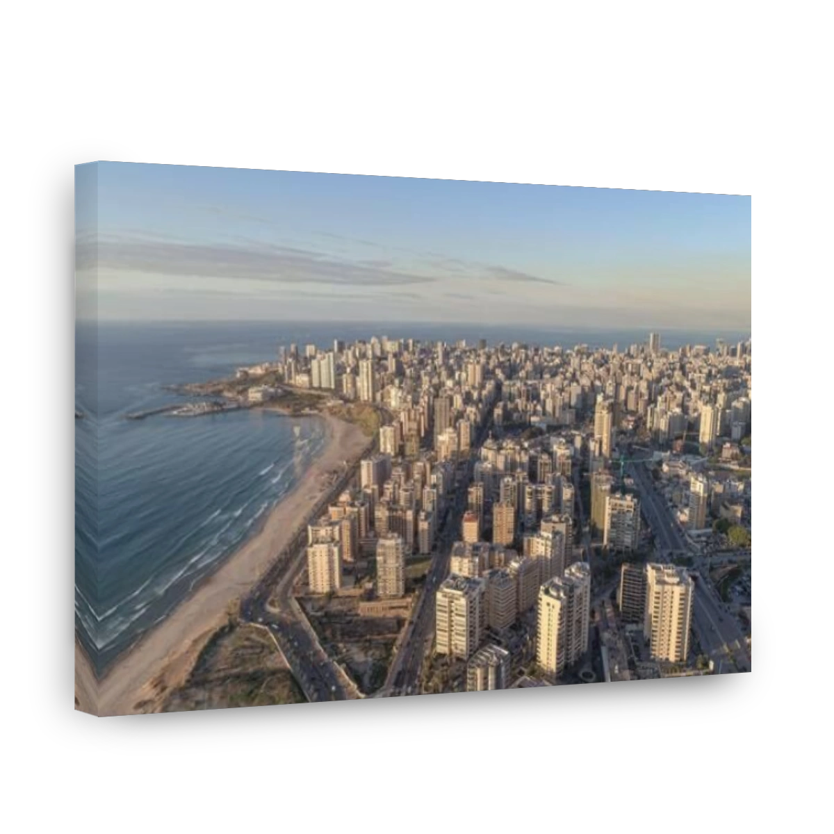 Beirut City seaside Aerial View Cityscape and Sand Beach
