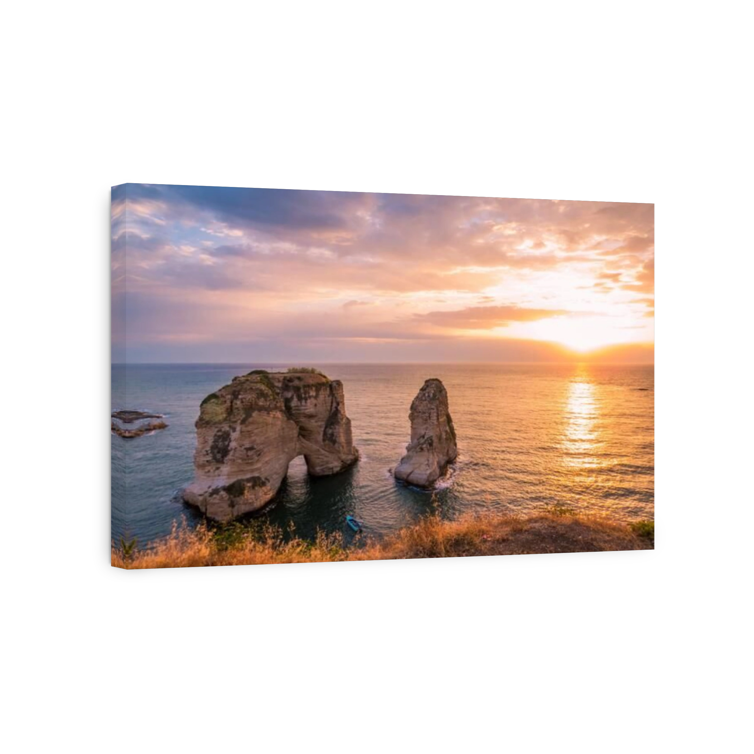Magical sunset on Raouche, Pigeons' Rock. In Beirut, Lebanon