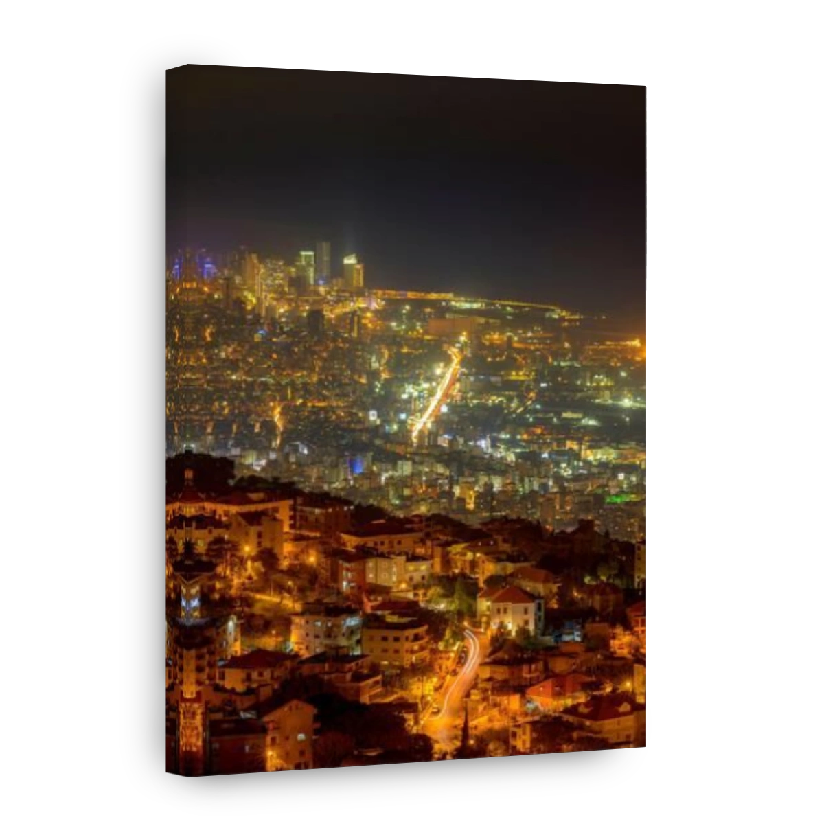 LEBANON, MOUNT LEBANON, BEIRUT AT NIGHT VIEW FROM BROUMMANA