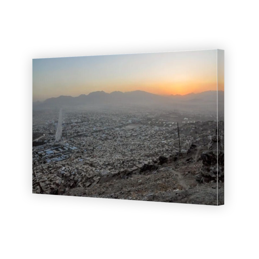 Evening view of Kabul in Afghanistan with sunset