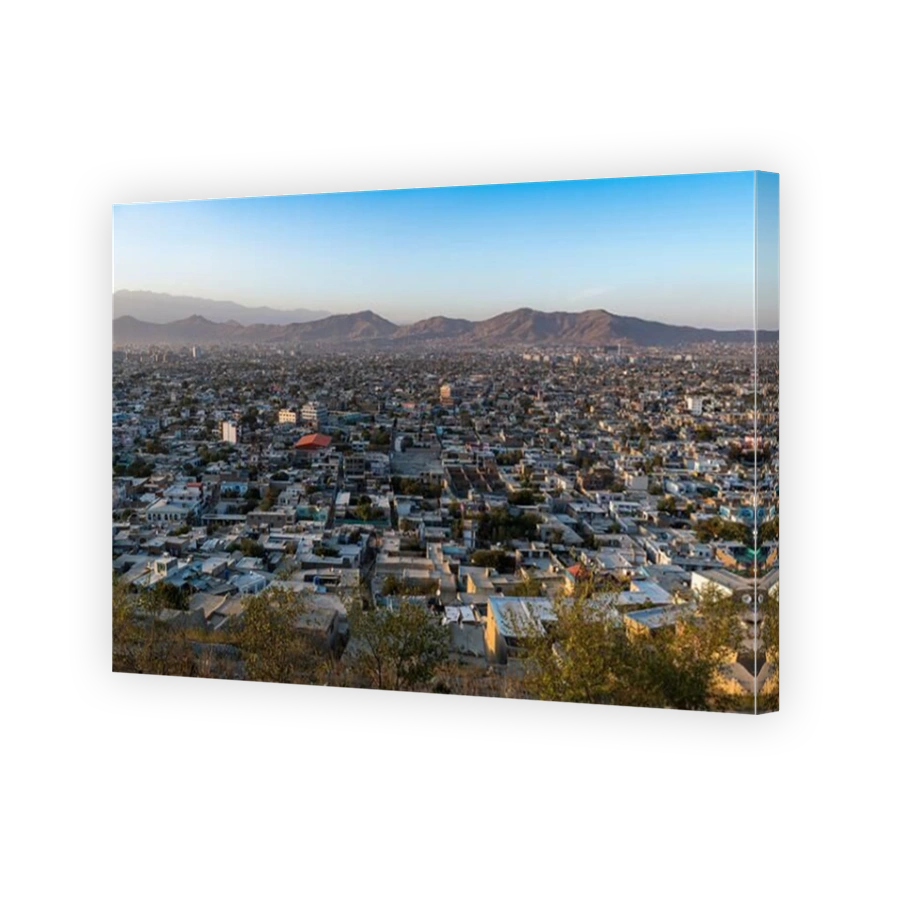 View over Kabul at sunset, Afghanistan, Asia