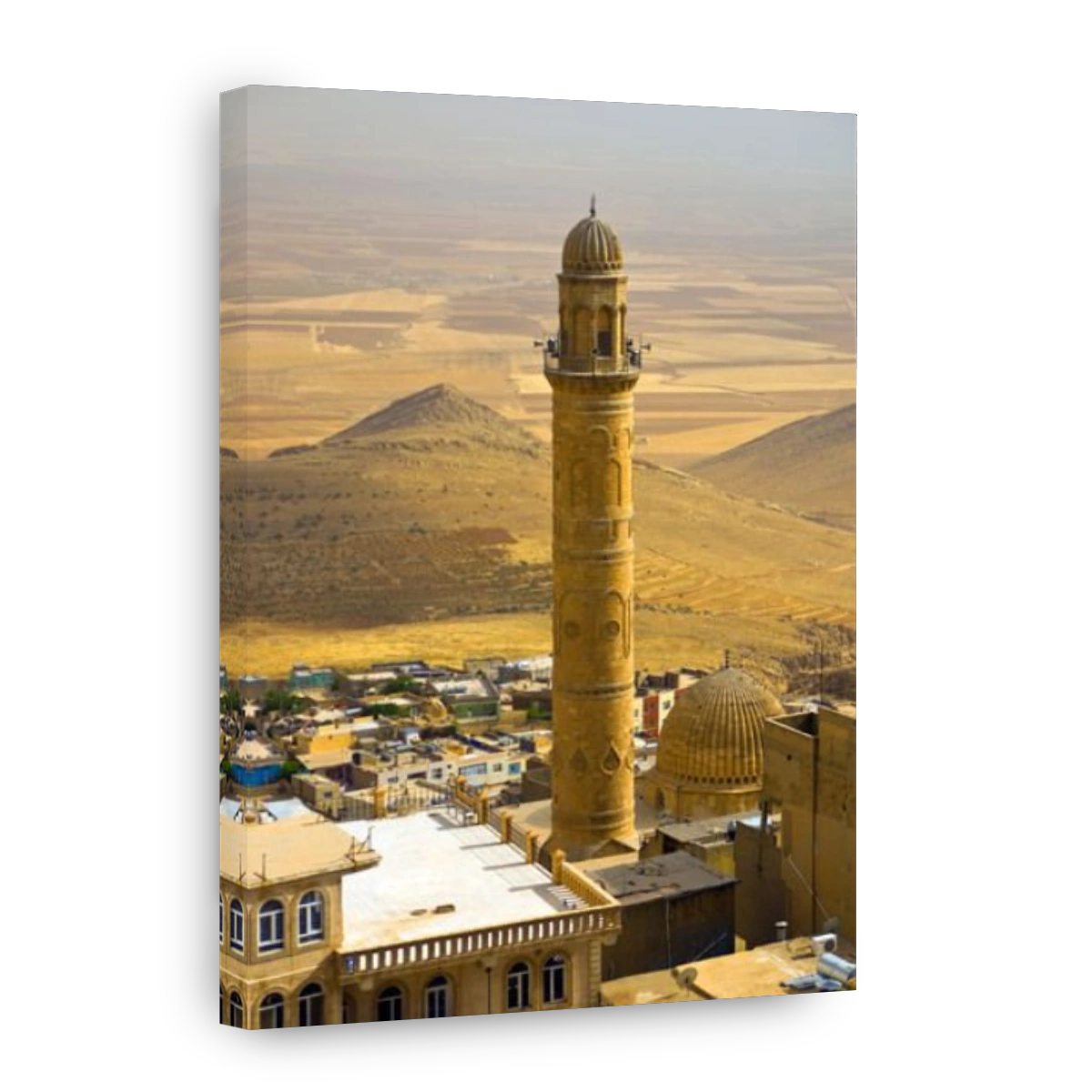 Mardin's Ulu Camii, Great Mosque, Minaret overlooking plain leading south to Syria