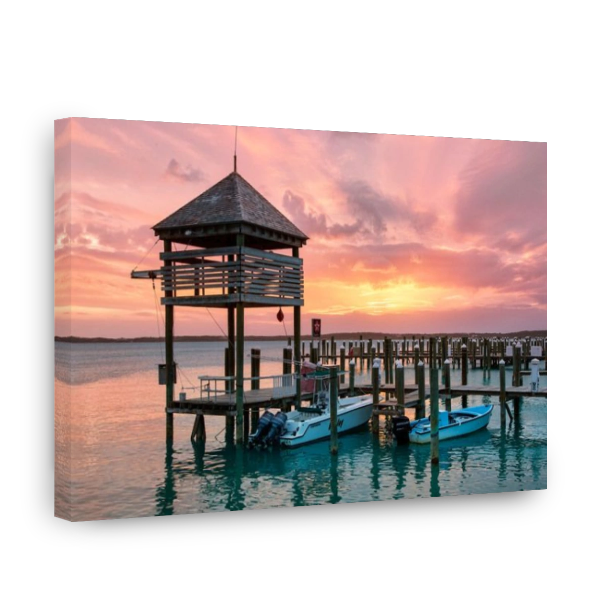 Bahamas, Harbor Island, Sunset over Valentine's Marina