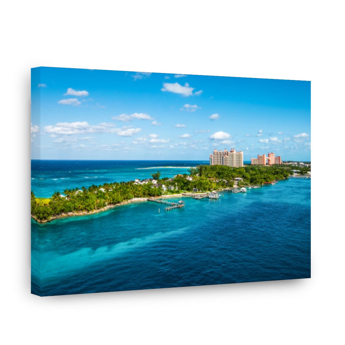 Panoramic landscape view of Paradise Island, Nassau, Bahamas.