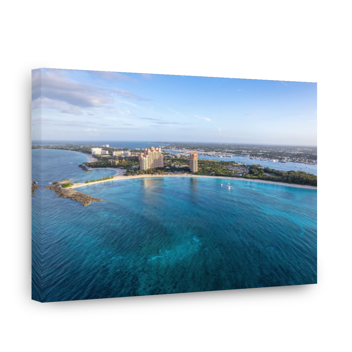 The drone aerial view of the Cove Beach of Paradise Island
