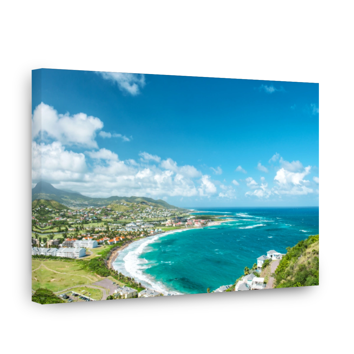 Landscape turquoise sea blue sky Caribbean Island St Kitts