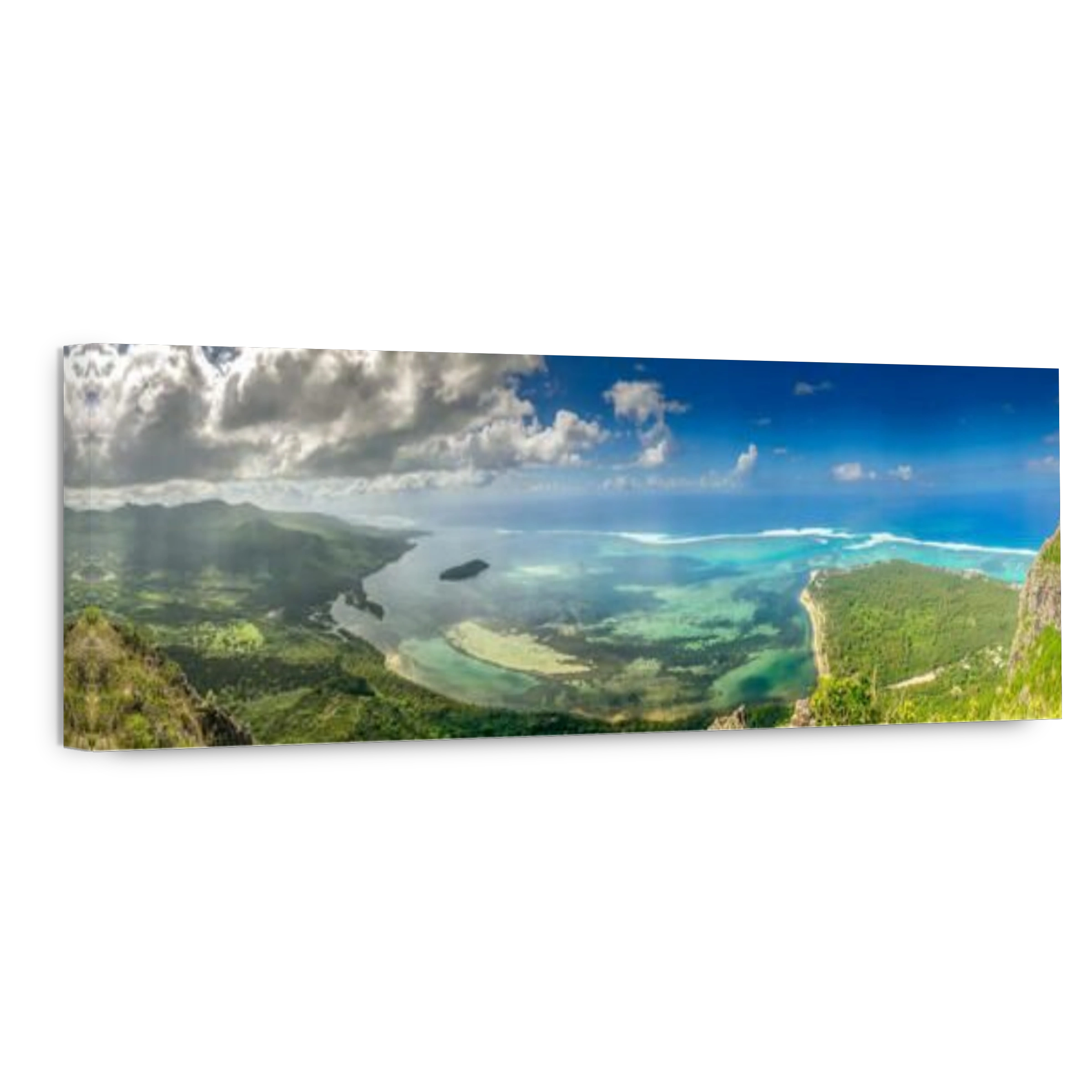 view on small island from le morne mountain on mauritius island