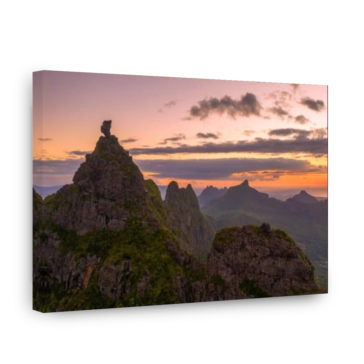 Le Pouce mountain at sunset, aerial view, Moka Range, Port Louis, Mauritius, Africa